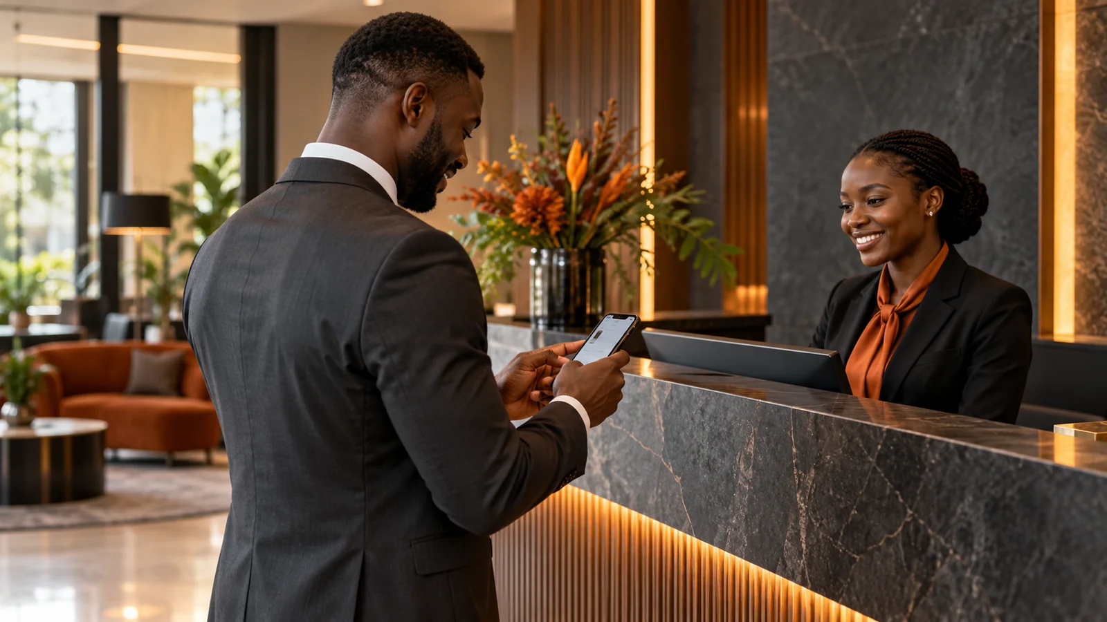 African business professional completing digital onboarding on a smartphone